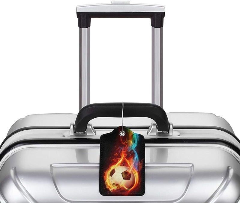 GACCAP 2 Pack Luggage Tags for Suitcase, Privacy Cover ID Label with Stainless Steel and Address Card for Travel Bag Backpack Cruise Ship Essentials Tag Men Boys - Cool Soccer - Image 5